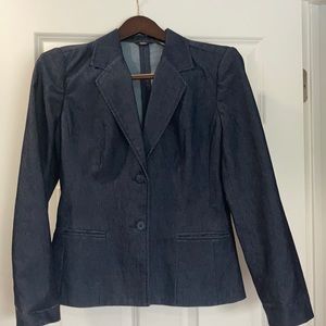 Dark blue denim structured blazer